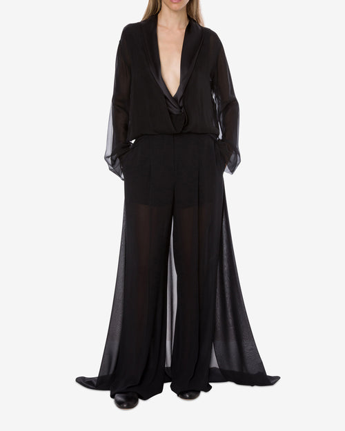 Long-sleeved silk chiffon blouse Black Alberta Ferretti Boutique Online 1