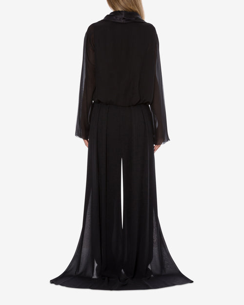 Long-sleeved silk chiffon blouse