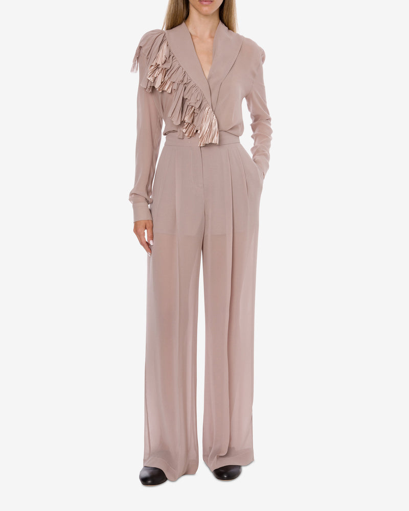 Ruffled silk georgette blouse Grey Alberta Ferretti Boutique Online 1