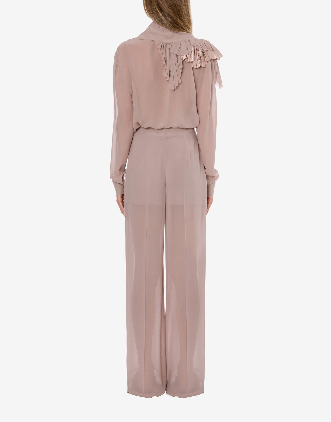 Ruffled silk georgette blouse Grey Alberta Ferretti Boutique Online 3