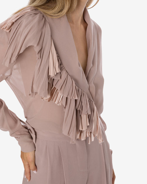 Ruffled silk georgette blouse