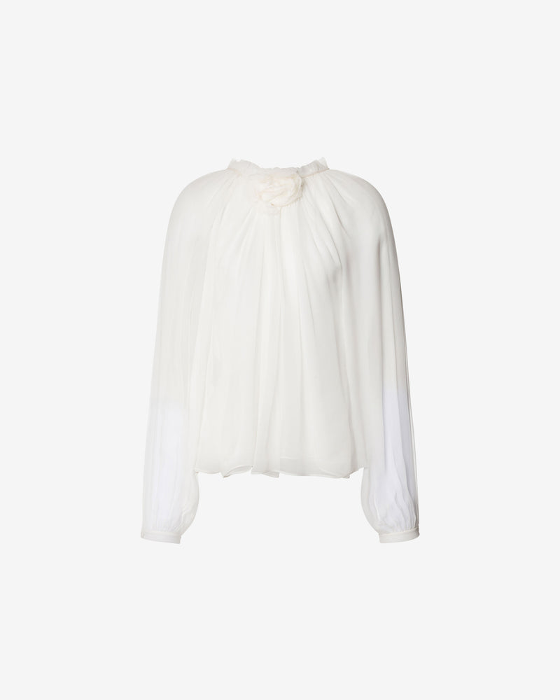 Long-sleeved silk chiffon blouse White Alberta Ferretti Boutique Online 0
