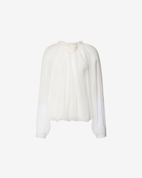 Long-sleeved silk chiffon blouse White Alberta Ferretti Boutique Online 0