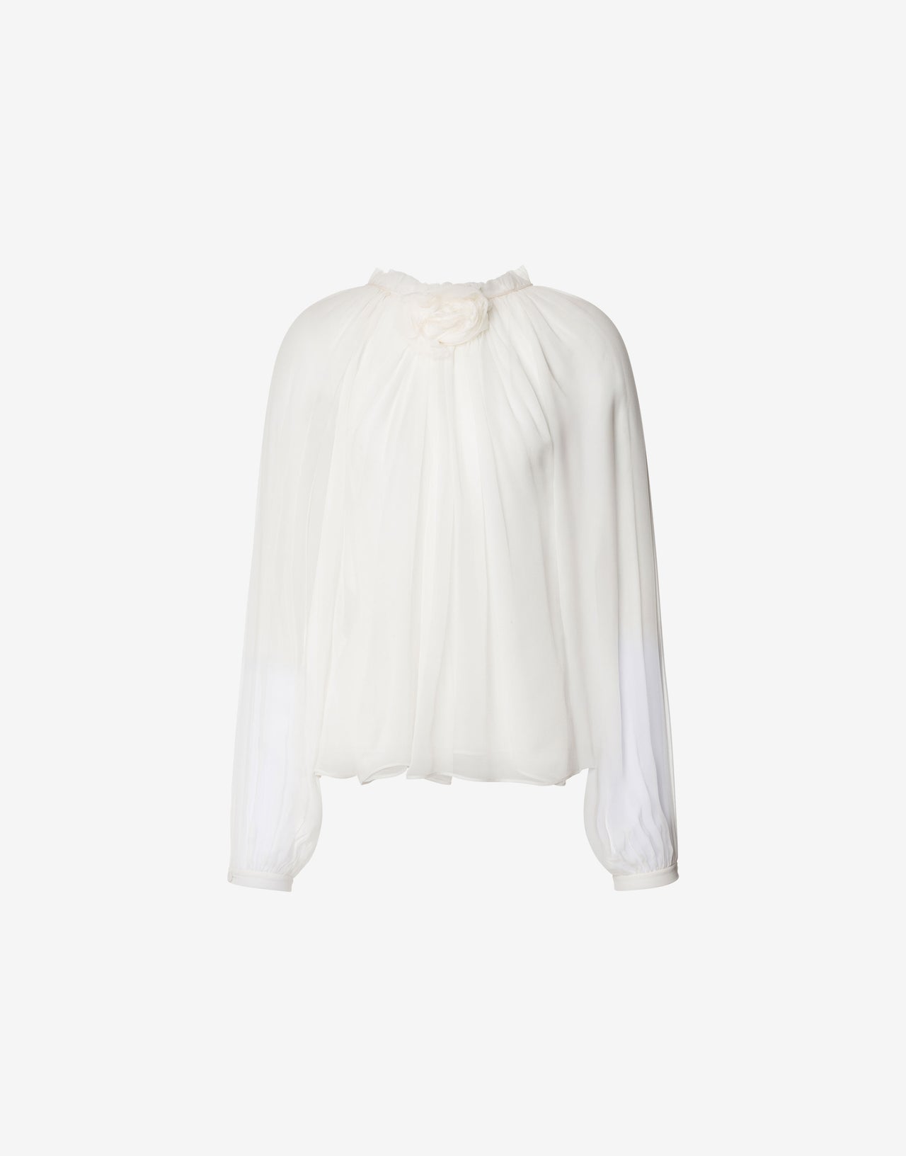 Blouse à manches longues en mousseline de soie Blanc Alberta Ferretti Boutique Online 1