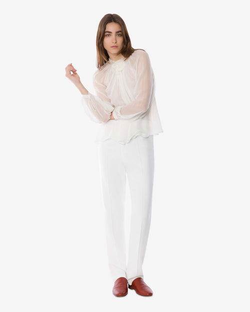 Long-sleeved silk chiffon blouse White Alberta Ferretti Boutique Online 1
