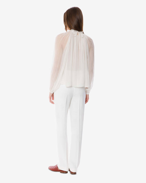 Long-sleeved silk chiffon blouse