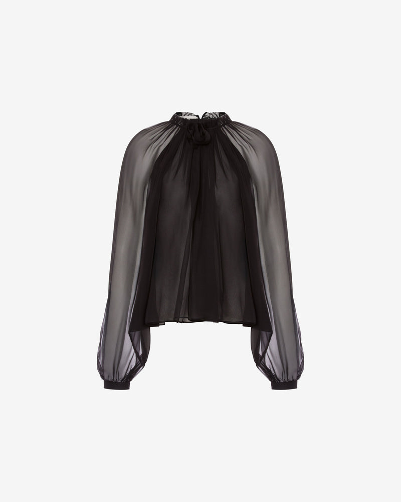 Long-sleeved silk chiffon blouse Black Alberta Ferretti Boutique Online 0