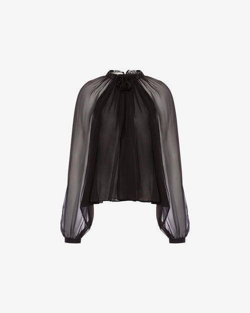 Long-sleeved silk chiffon blouse Black Alberta Ferretti Boutique Online 0