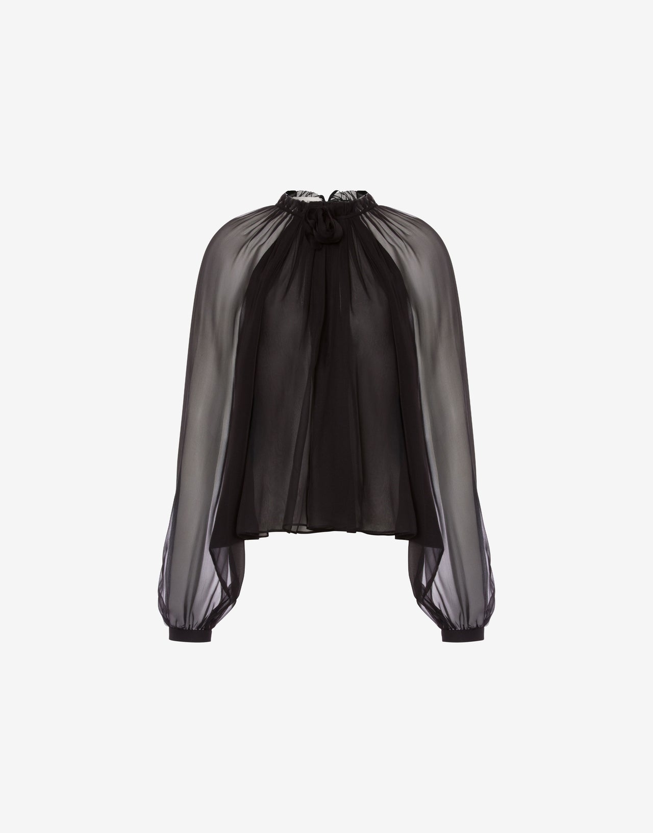 Blusa in chiffon di seta con fiore Nero Alberta Ferretti Boutique Online 1