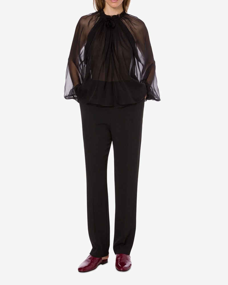 Long-sleeved silk chiffon blouse Black Alberta Ferretti Boutique Online 1