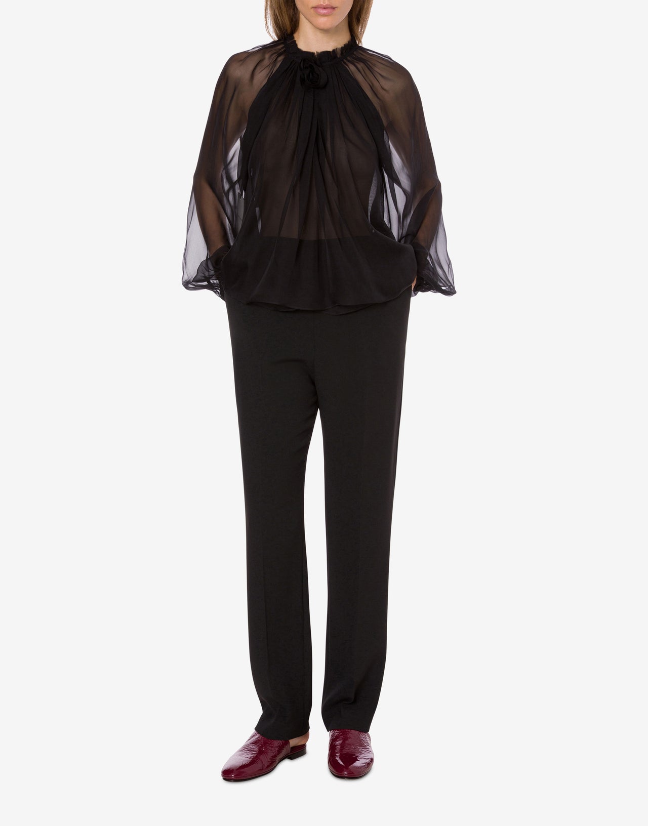 Blusa in chiffon di seta con fiore Nero Alberta Ferretti Boutique Online 2