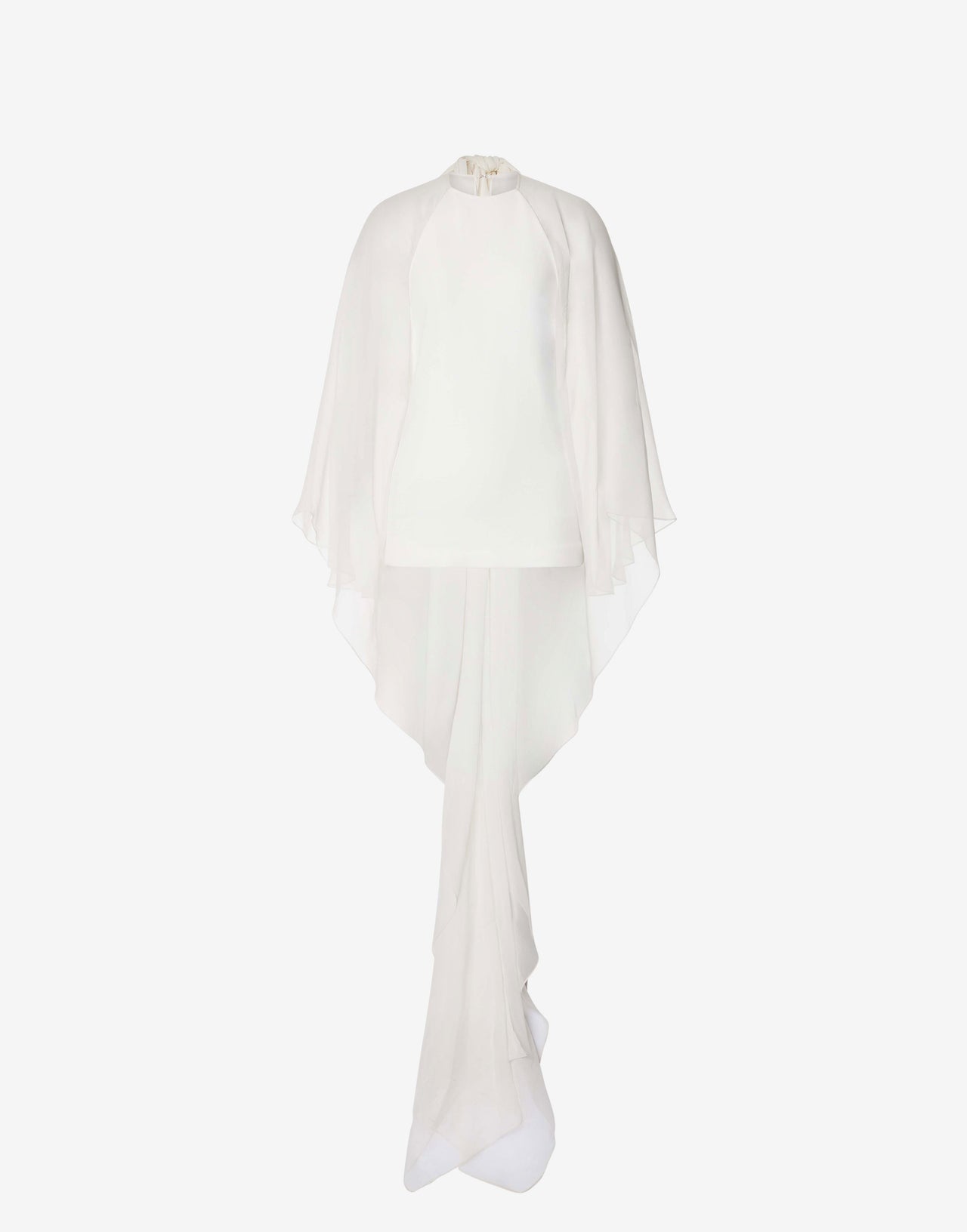 Blouse en cady stretch avec manches en mousseline de soie Blanc Alberta Ferretti Boutique Online 4