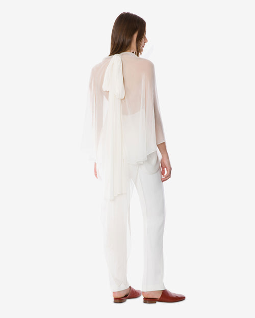Stretch cady blouse with chiffon sleeves White Alberta Ferretti Boutique Online 1