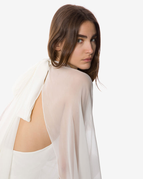 Stretch cady blouse with chiffon sleeves