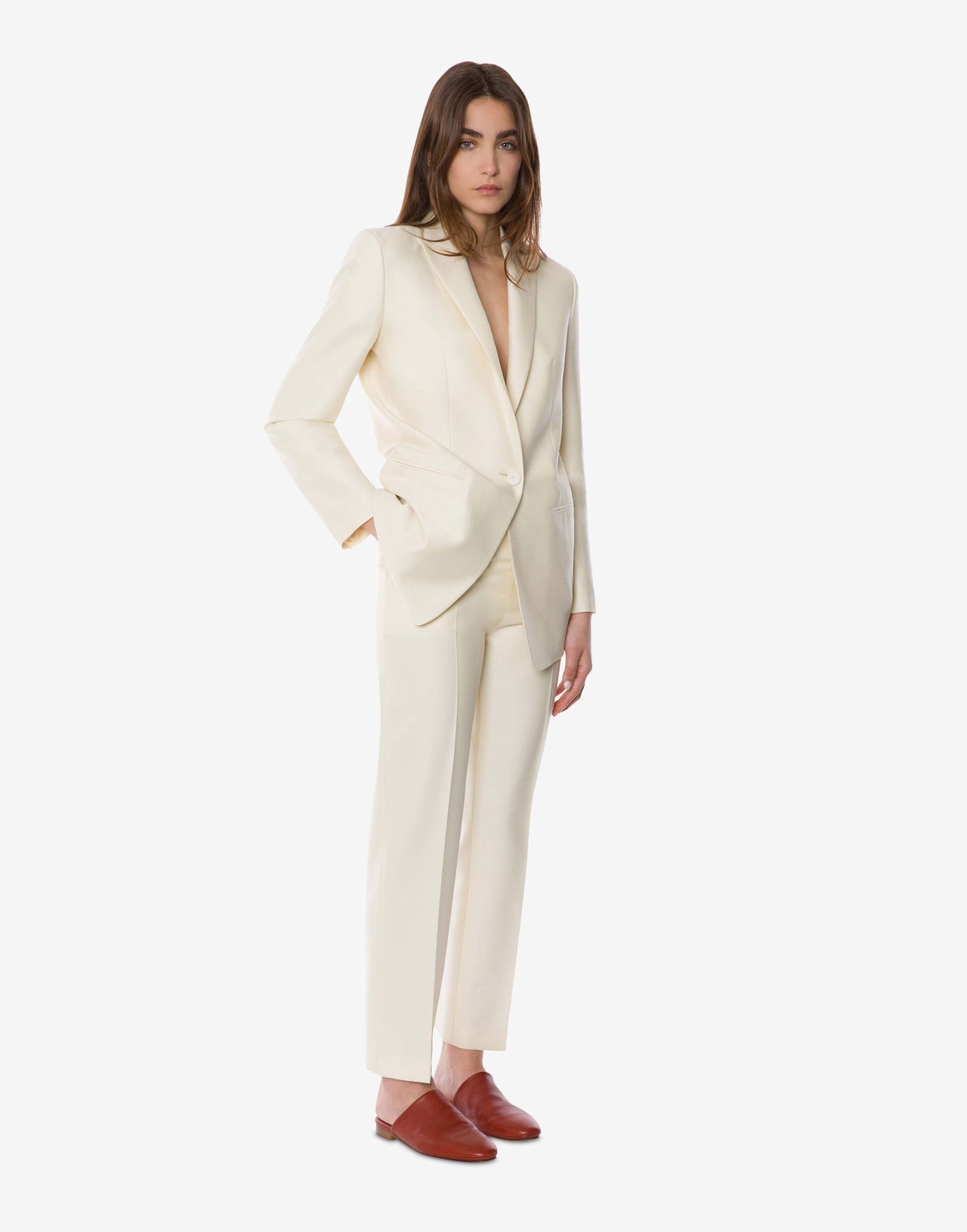 Pantaloni da abito in lana e seta Bianco Alberta Ferretti Boutique Online 1