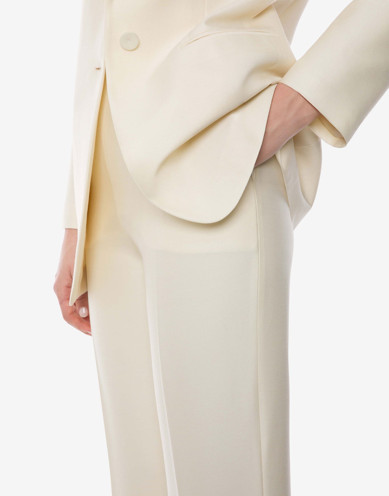 Pantaloni da abito in lana e seta Bianco Alberta Ferretti Boutique Online 3