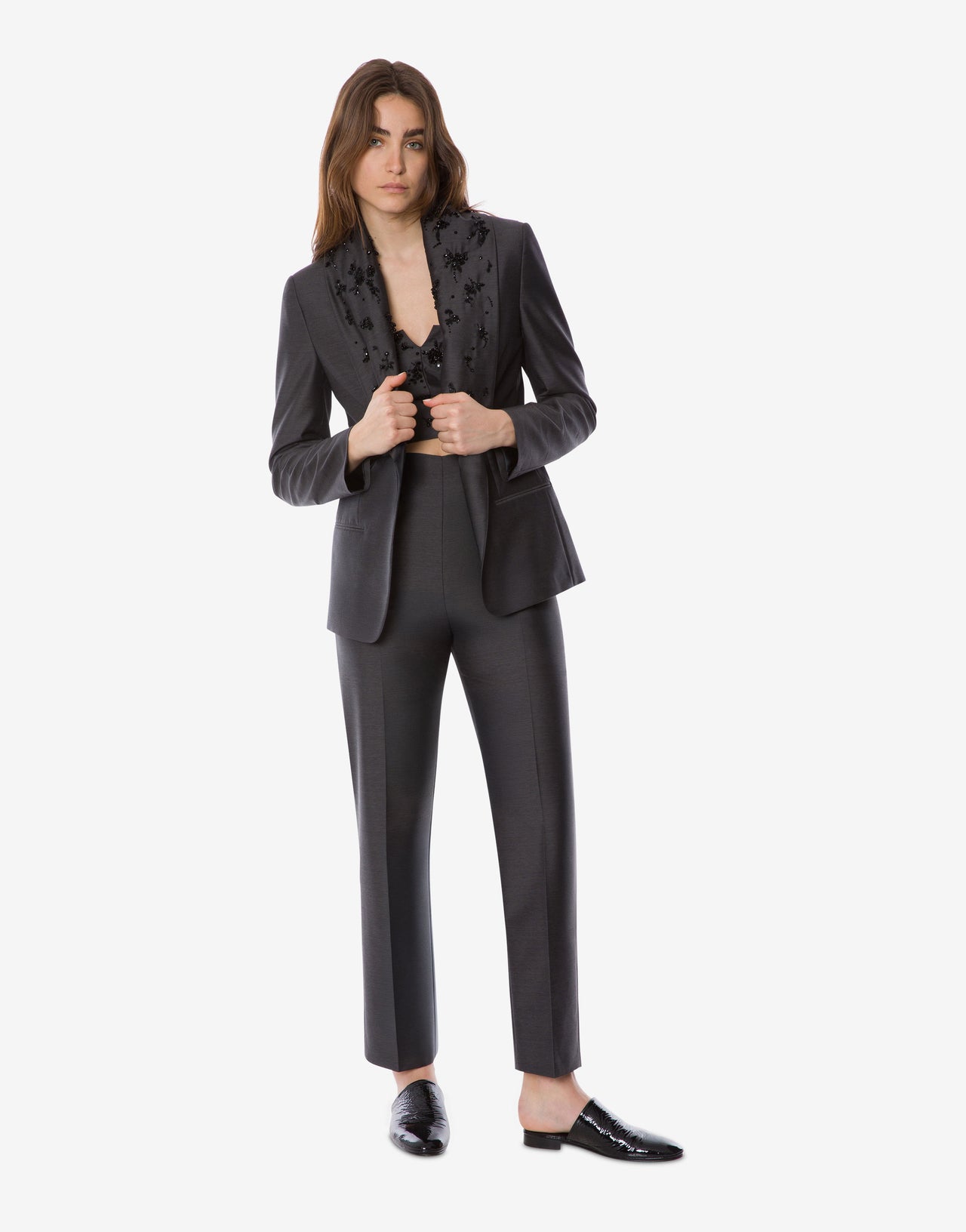 Wool silk suit trousers Grey Alberta Ferretti Boutique Online 1