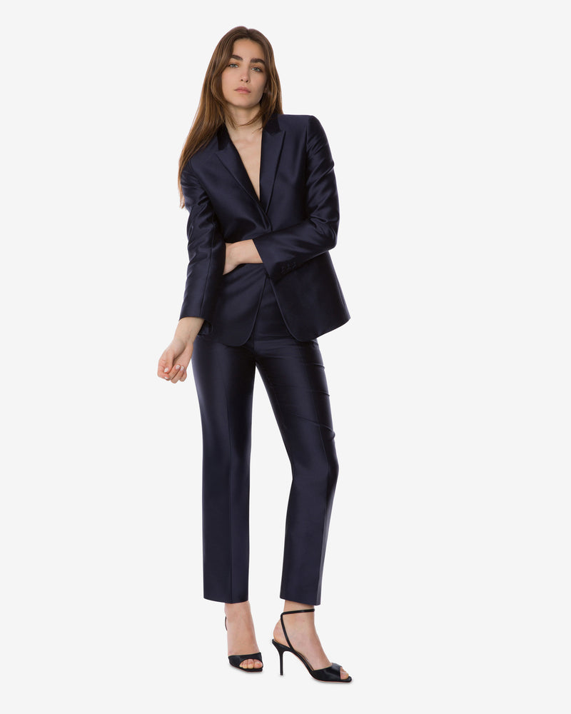 Pleated mikado trousers Blue Alberta Ferretti Boutique Online 0