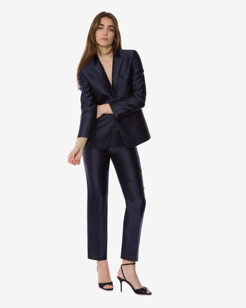 Pleated mikado trousers Blue Alberta Ferretti Boutique Online 0