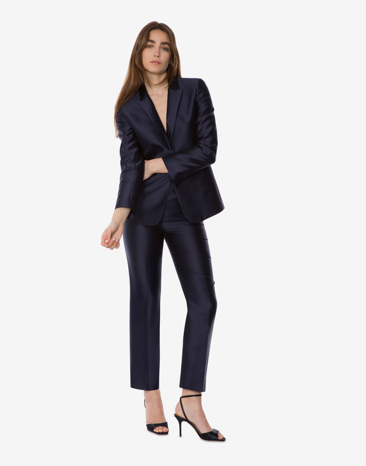 Pleated mikado trousers Blue Alberta Ferretti Boutique Online 1