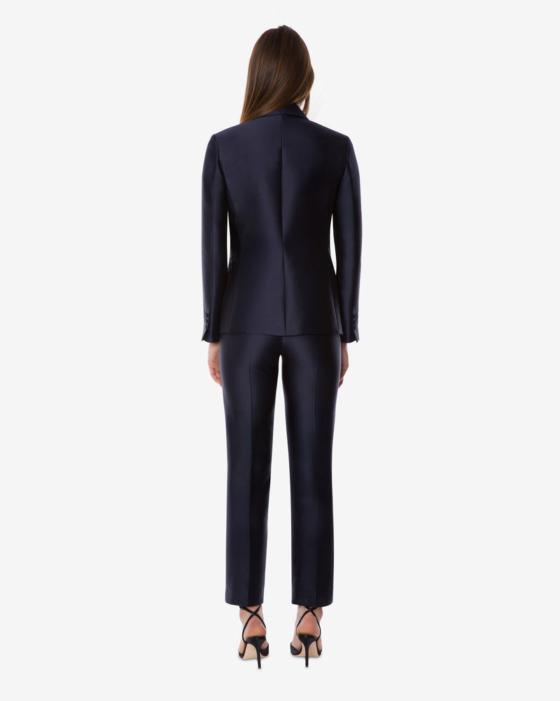 Pleated mikado trousers Blue Alberta Ferretti Boutique Online 1