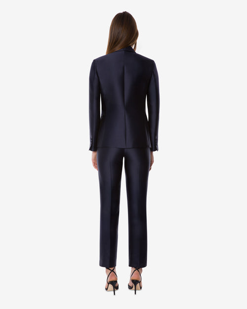 Pleated mikado trousers Blue Alberta Ferretti Boutique Online 1
