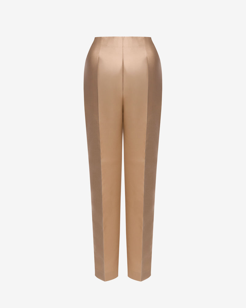 Pleated mikado trousers Gold Alberta Ferretti Boutique Online 0