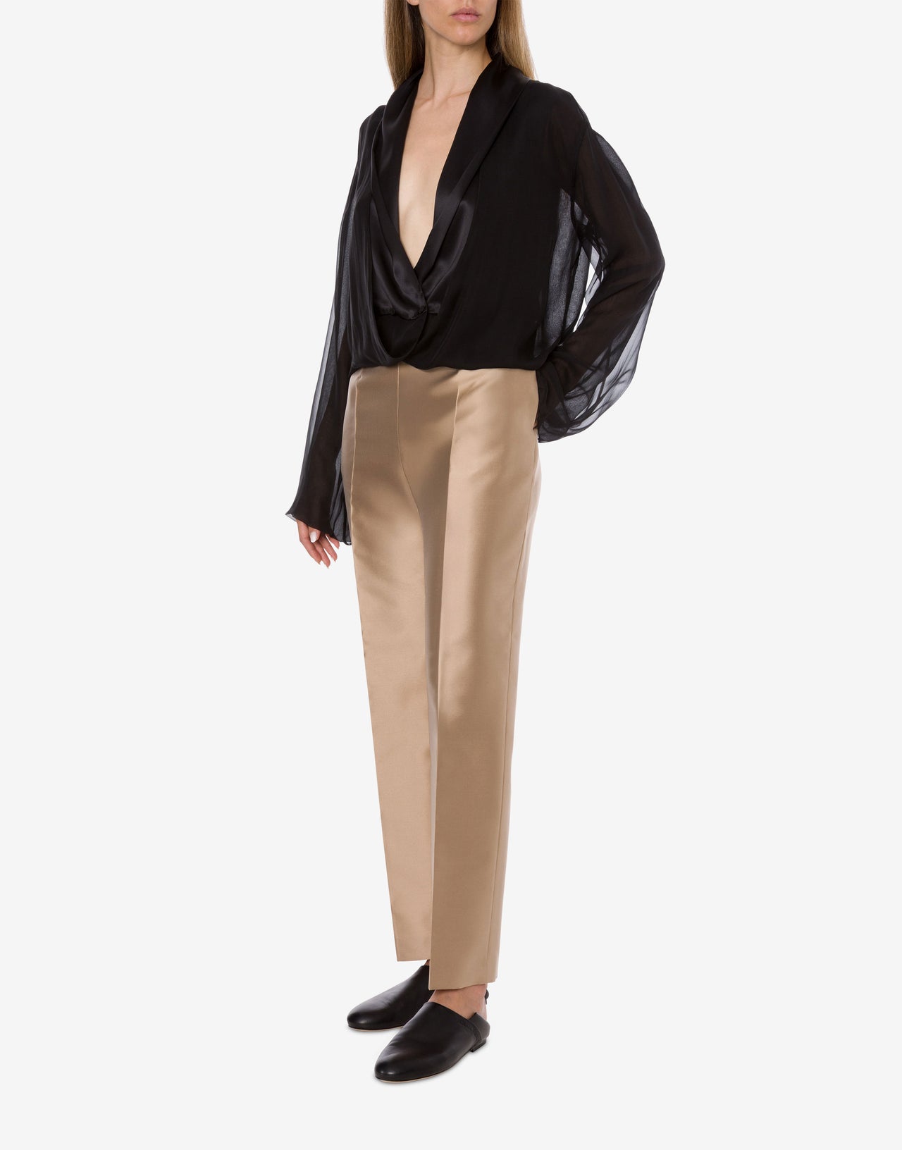 Pleated mikado trousers Gold Alberta Ferretti Boutique Online 2