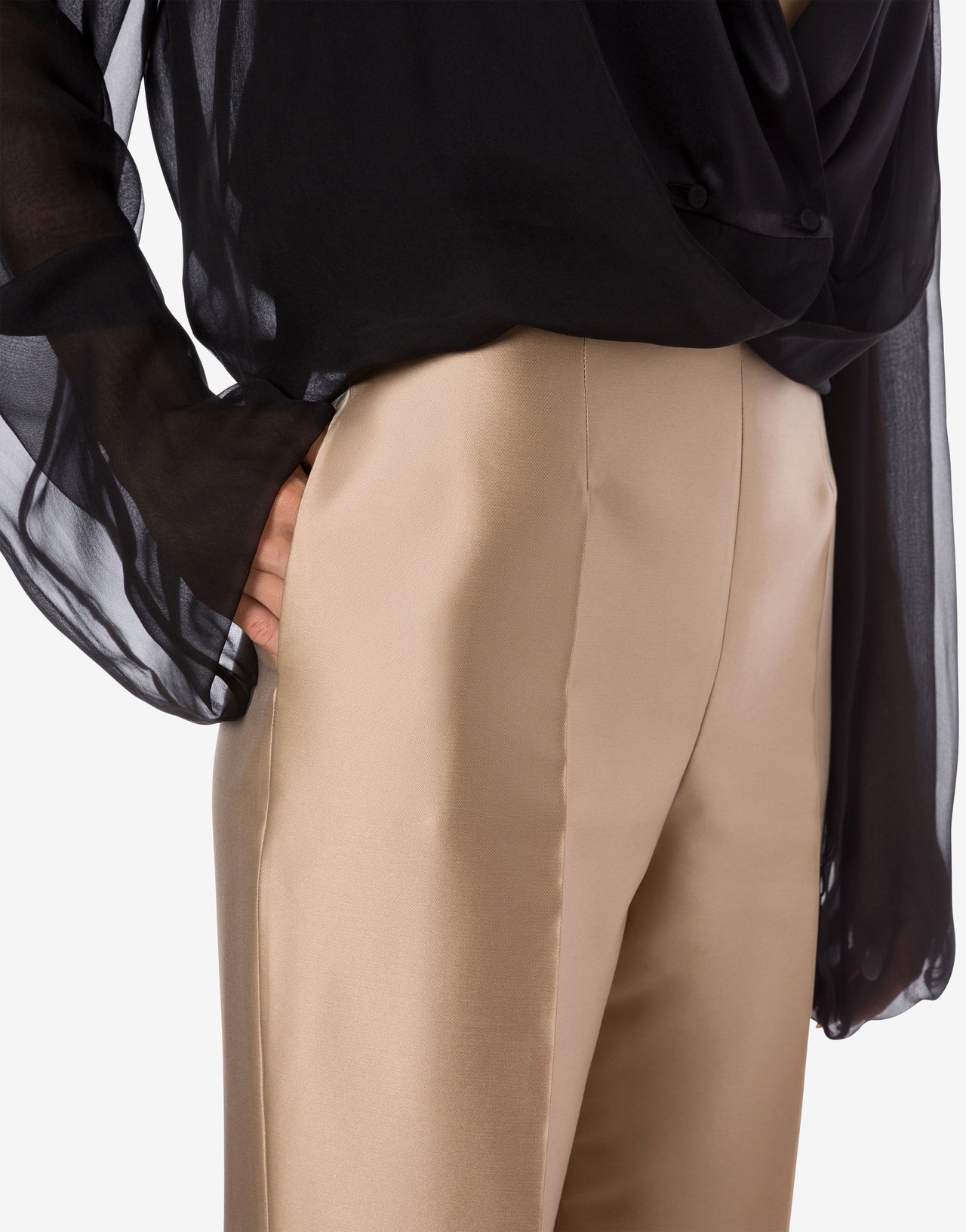 Pleated mikado trousers Gold Alberta Ferretti Boutique Online 4