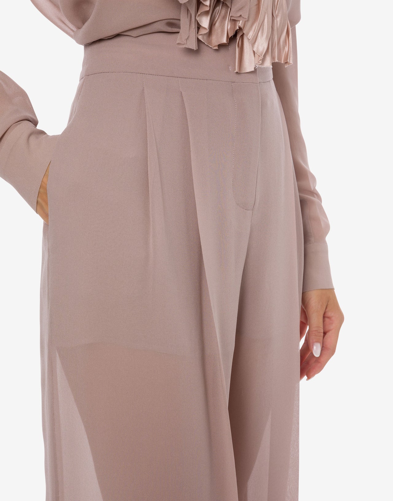 Wide leg georgette trousers Pink Alberta Ferretti Boutique Online 4