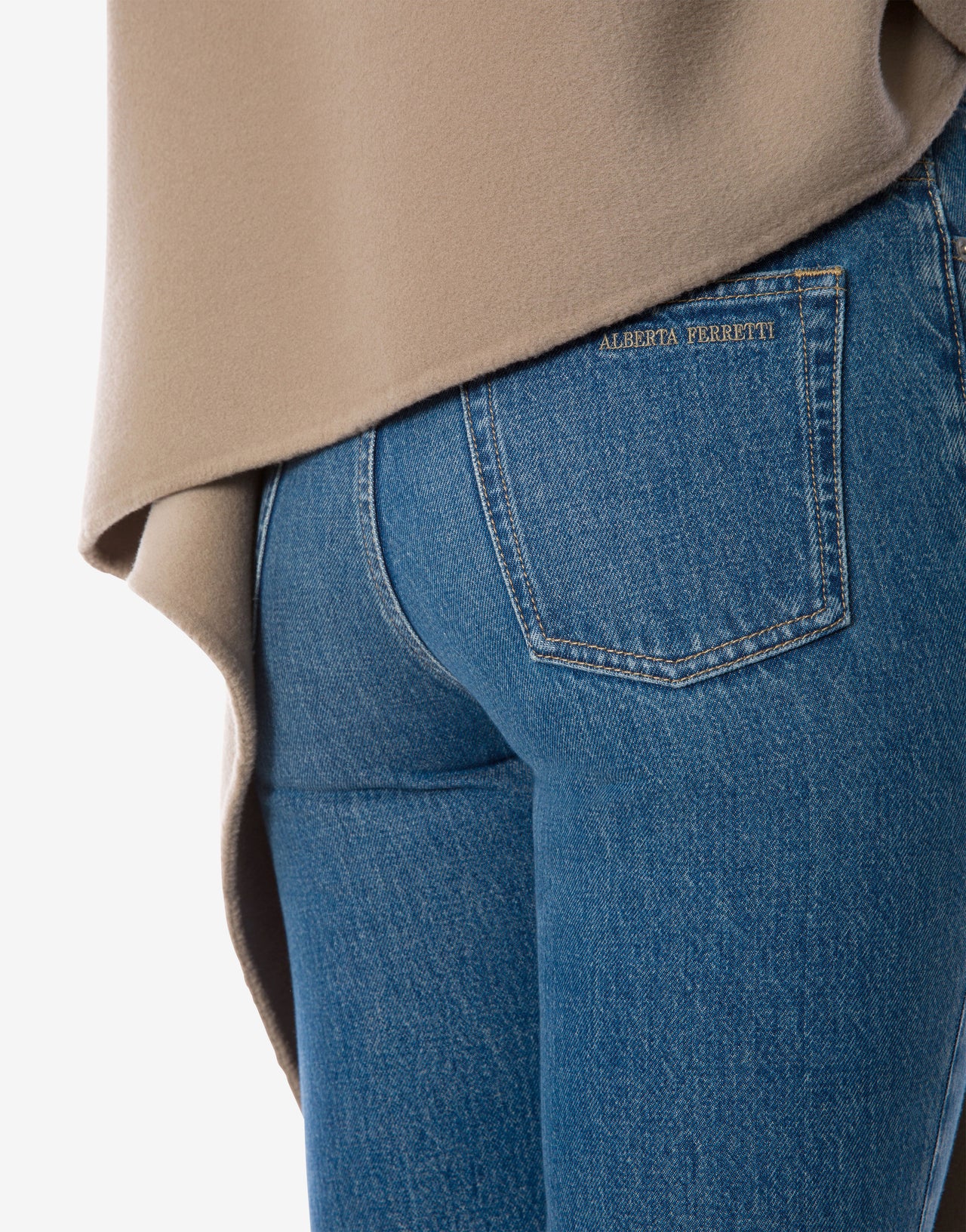 Cropped denim jeans 蓝色 Alberta Ferretti Boutique Online 4