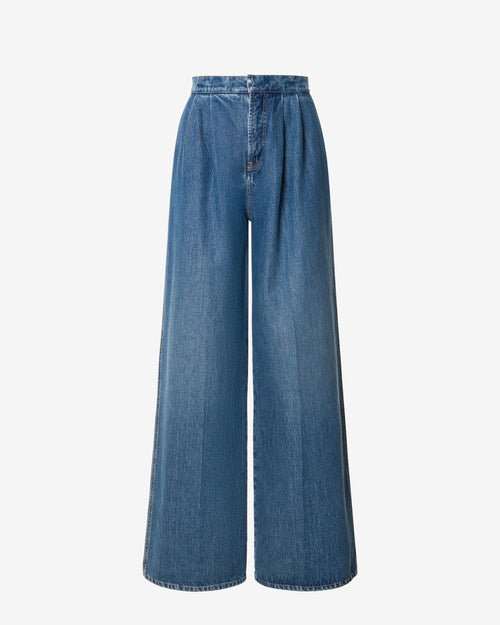 Wide leg denim jeans Blue Alberta Ferretti Boutique Online 0
