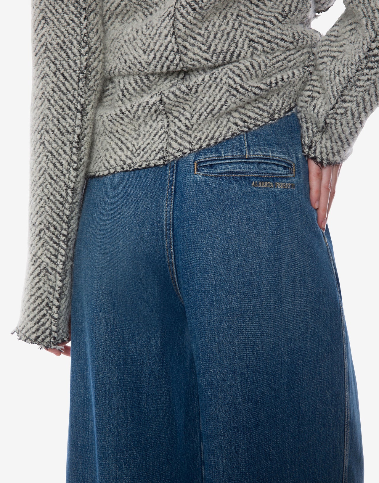 Wide leg denim jeans Blue Alberta Ferretti Boutique Online 4