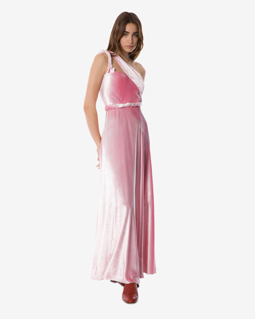 Vestido de noche de terciopelo con un hombro Pink Alberta Ferretti Boutique Online 0