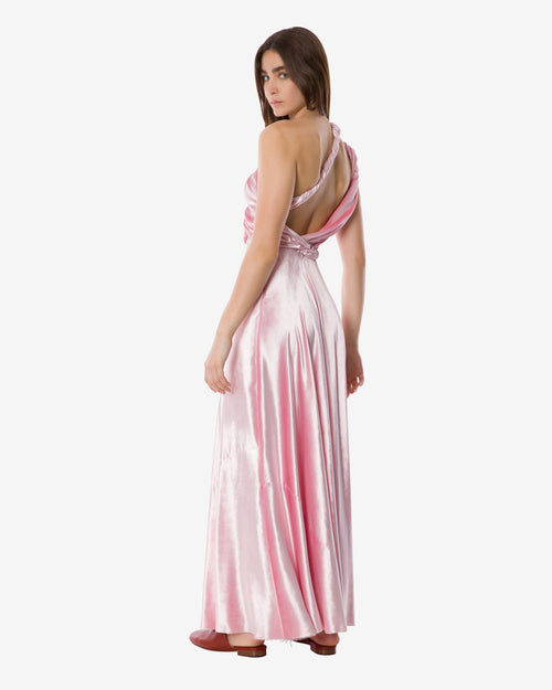 Vestido de noche de terciopelo con un hombro Pink Alberta Ferretti Boutique Online 1