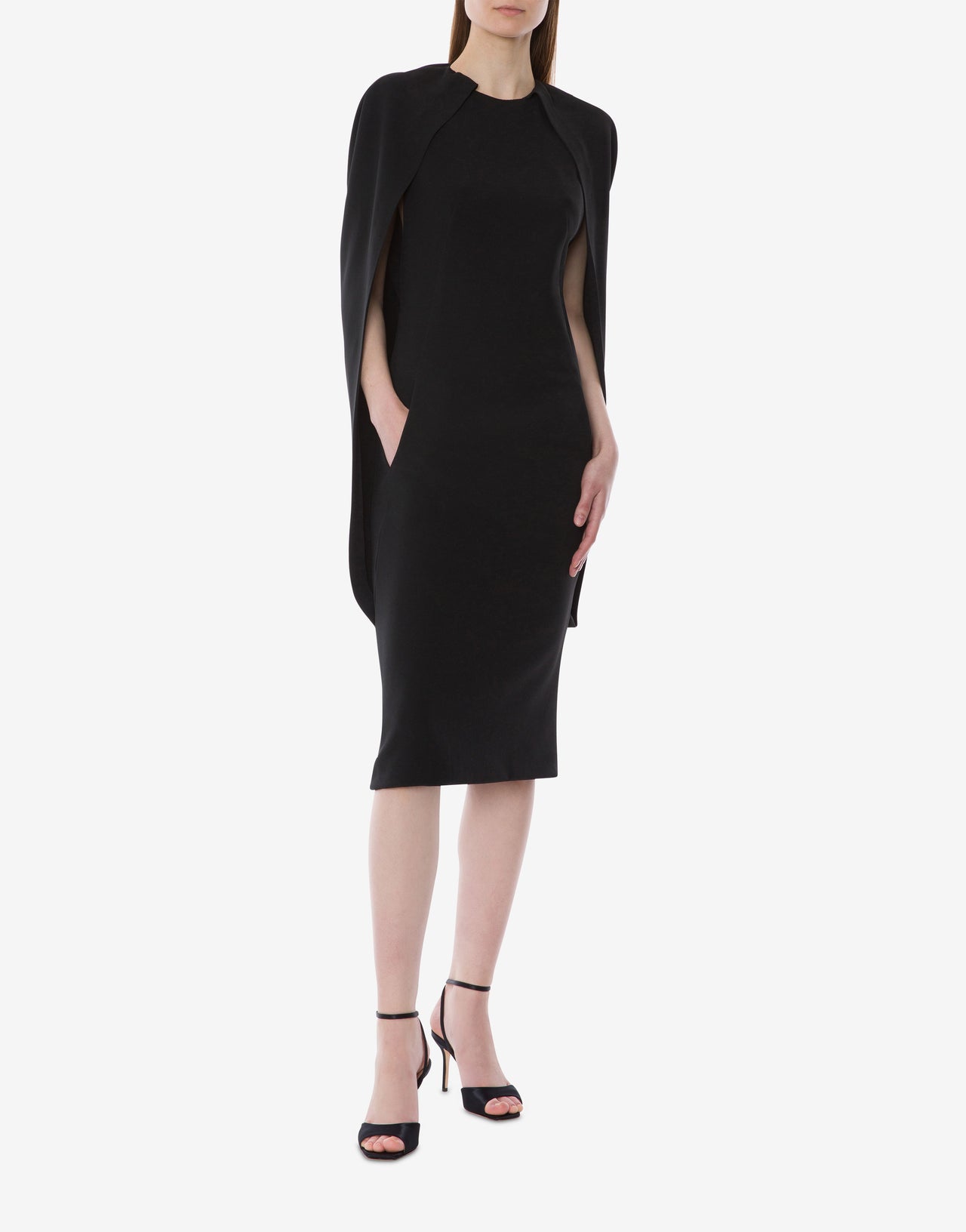 Robe cape en cady stretch Noir Alberta Ferretti Boutique Online 2