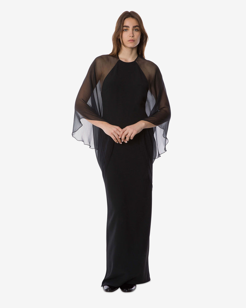 Evening dress with chiffon sleeves Black Alberta Ferretti Boutique Online 0