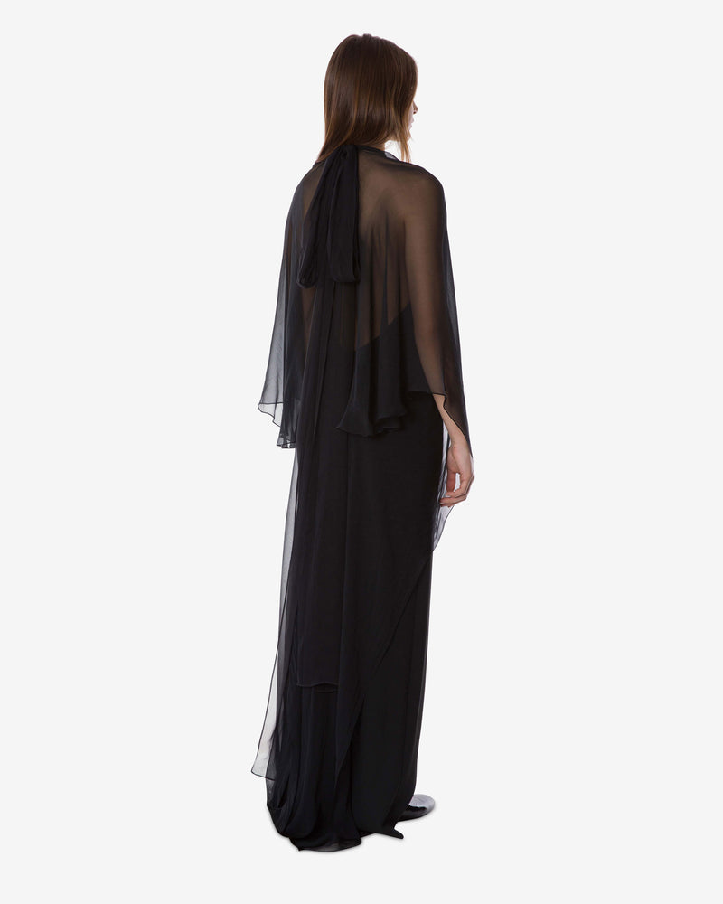 Evening dress with chiffon sleeves Black Alberta Ferretti Boutique Online 1