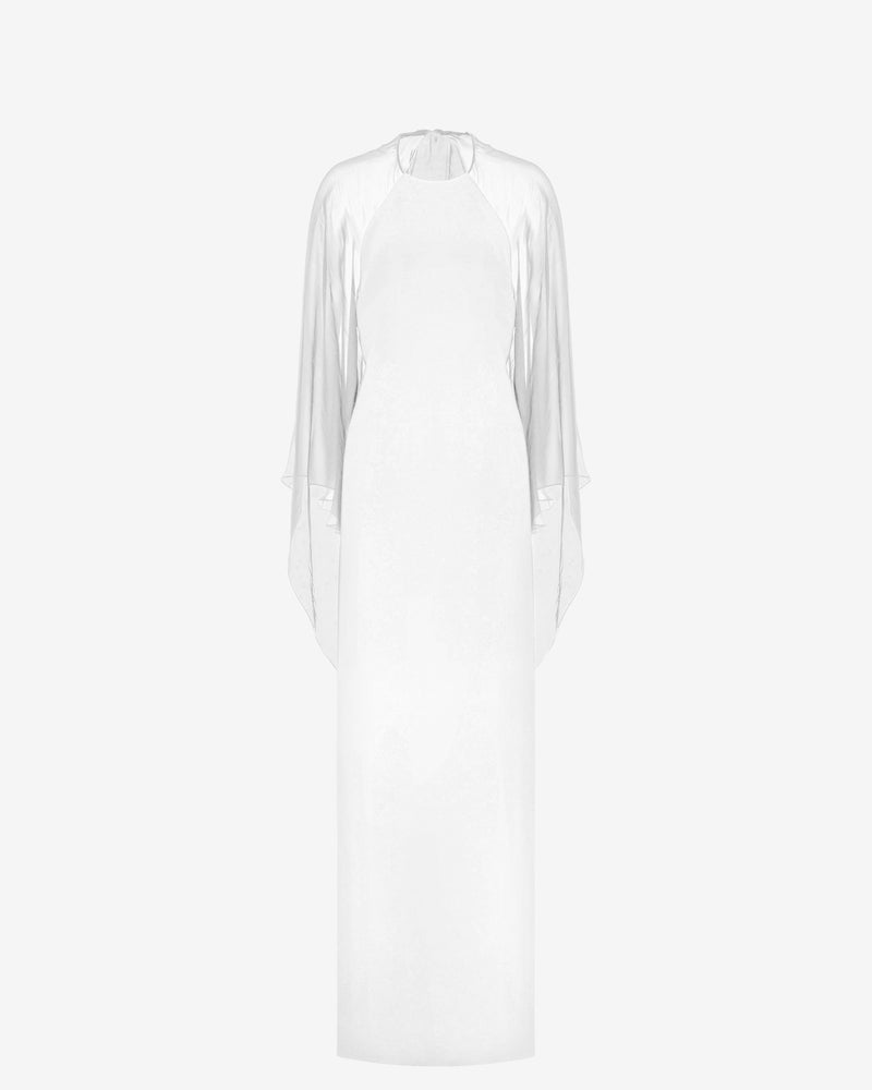 Evening dress with chiffon sleeves White Alberta Ferretti Boutique Online 0