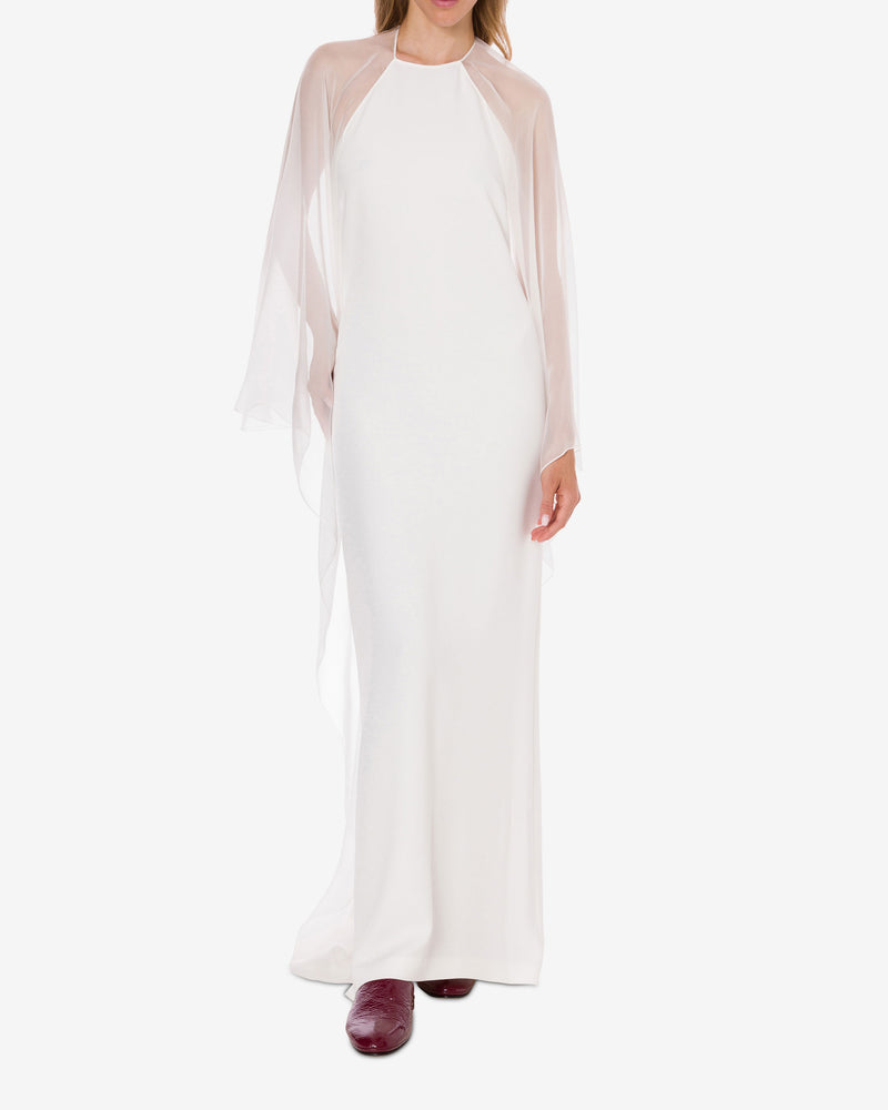 Evening dress with chiffon sleeves White Alberta Ferretti Boutique Online 1
