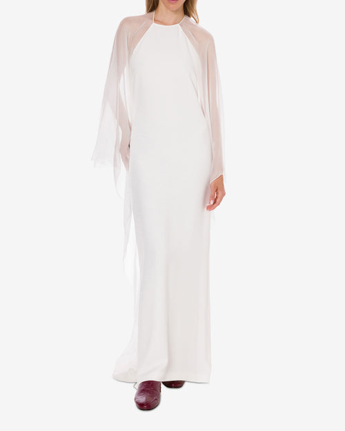 Evening dress with chiffon sleeves White Alberta Ferretti Boutique Online 1