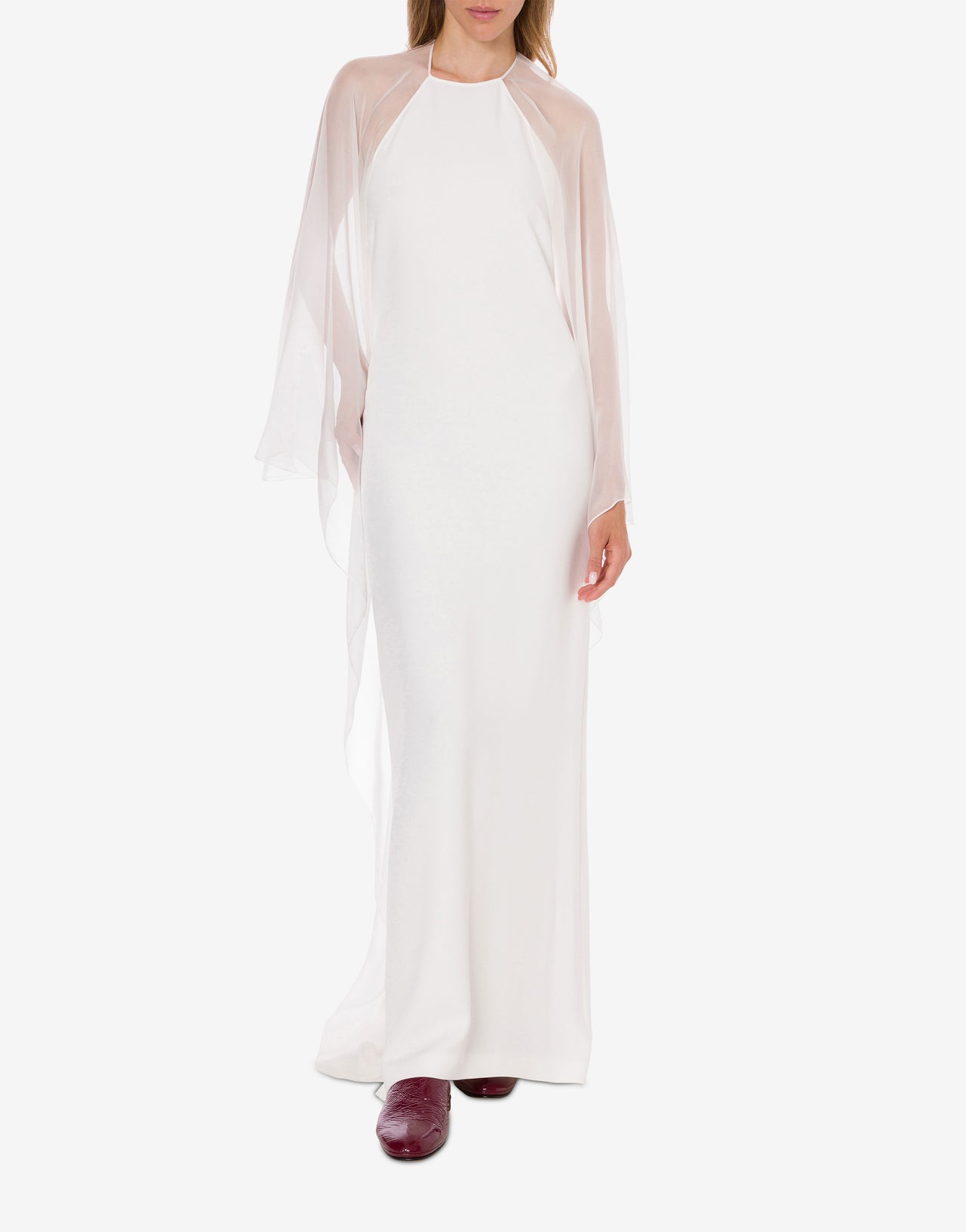 Robe de soirée avec manches en mousseline de soie Blanc Alberta Ferretti Boutique Online 2