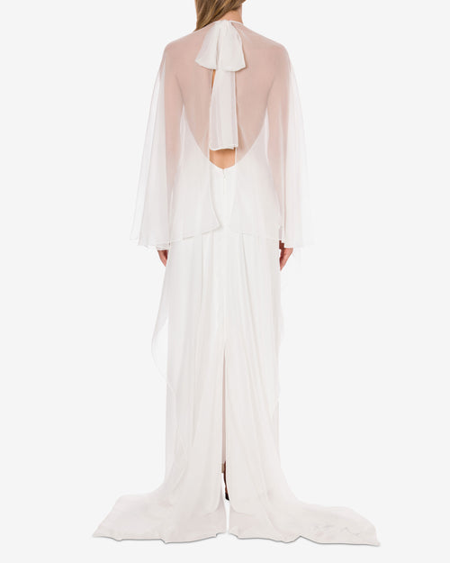 Evening dress with chiffon sleeves