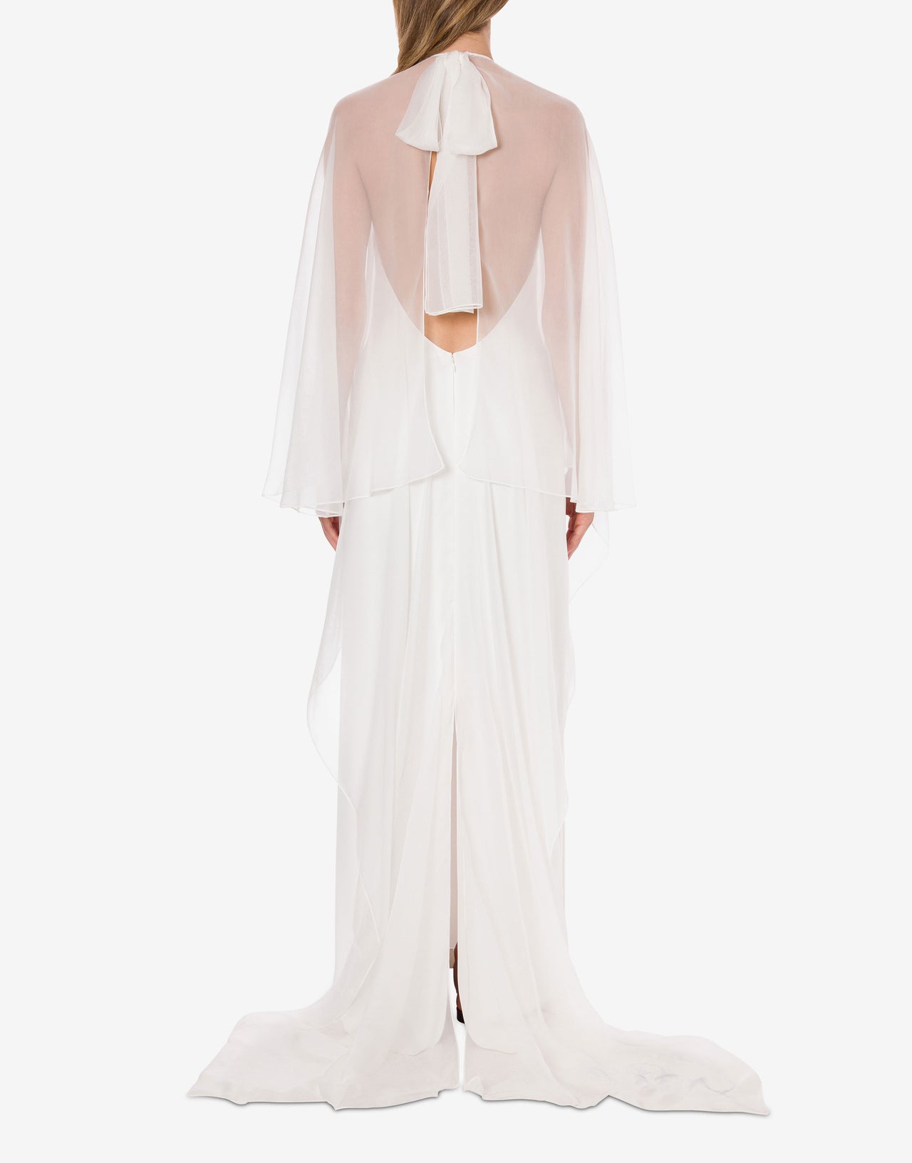 Robe de soirée avec manches en mousseline de soie Blanc Alberta Ferretti Boutique Online 3