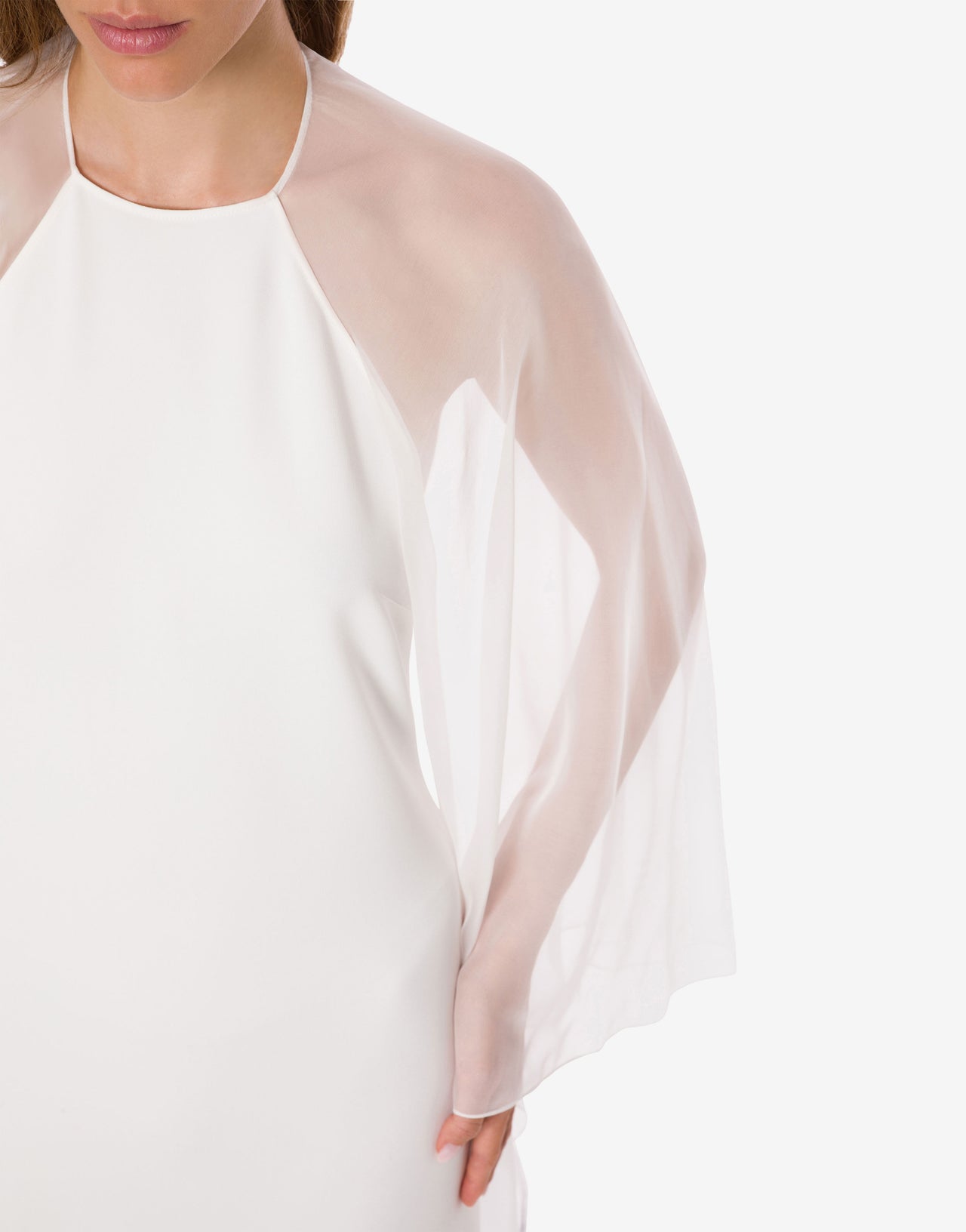 Robe de soirée avec manches en mousseline de soie Blanc Alberta Ferretti Boutique Online 4