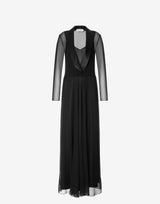 Cowl neck chiffon dress with petticoat