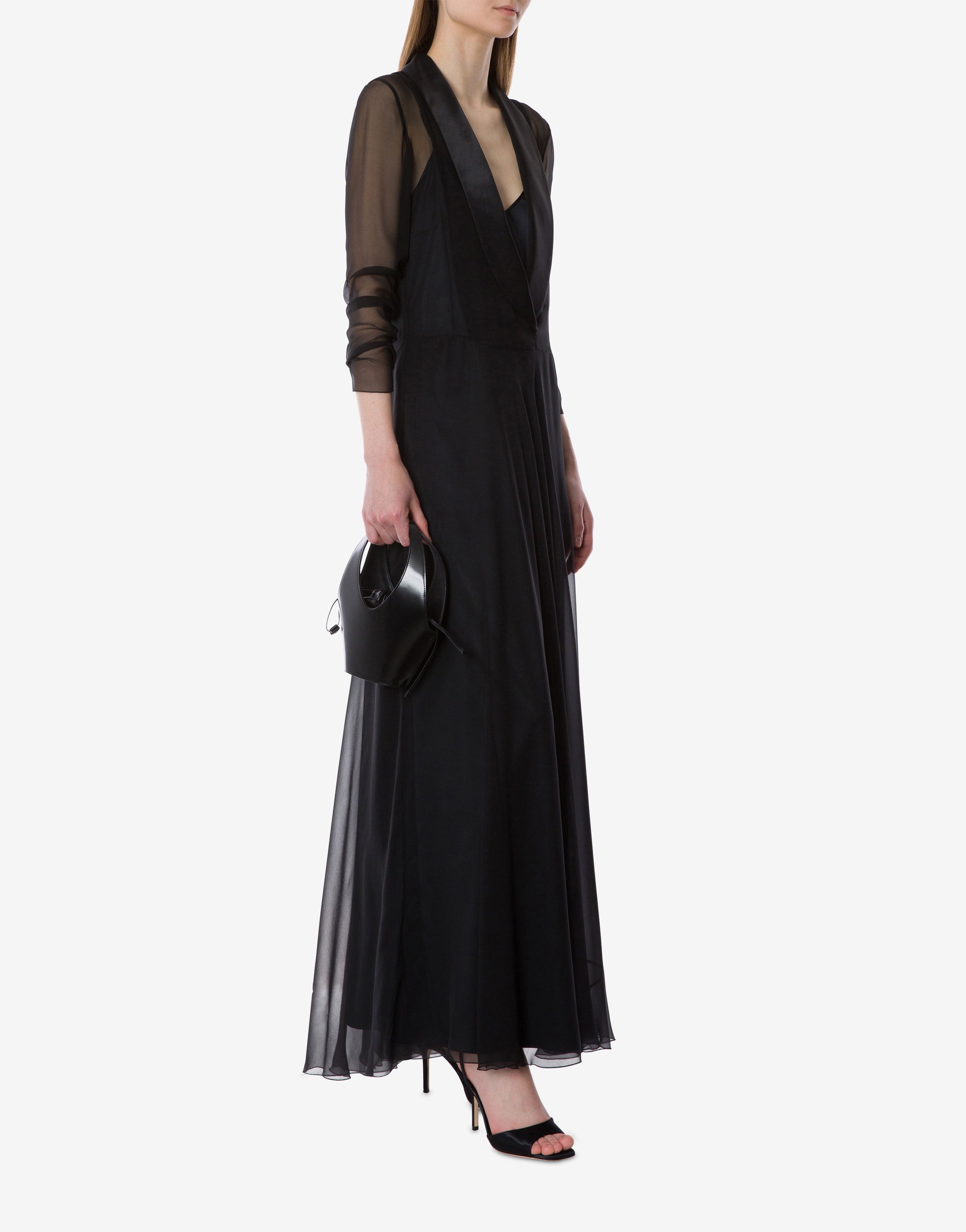 ワンピース A FERRETTI Woman Dress Black 04826604 0555 Cowl neck chiffon dress with petticoat | Alberta Ferretti