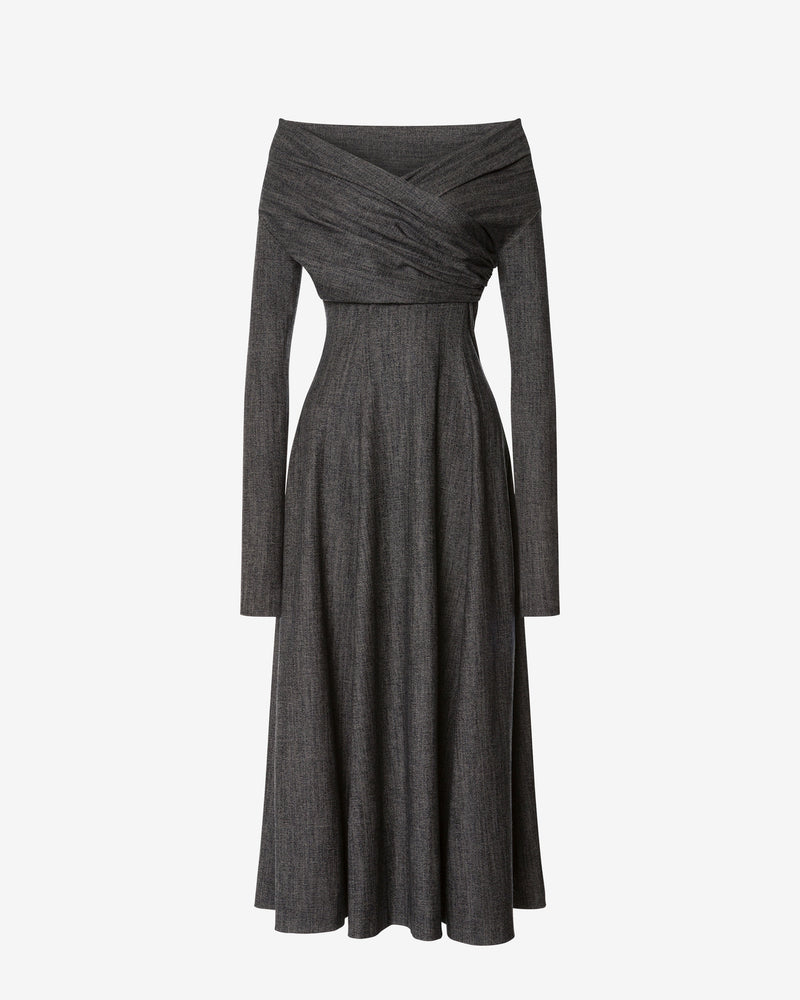 Stretch wool draped dress Grey Alberta Ferretti Boutique Online 0