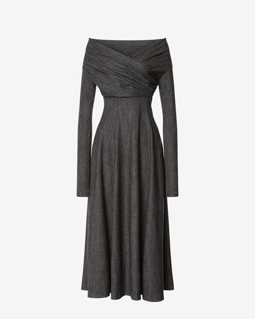 Vestido drapeado de lana elástica Gris Alberta Ferretti Boutique Online 0