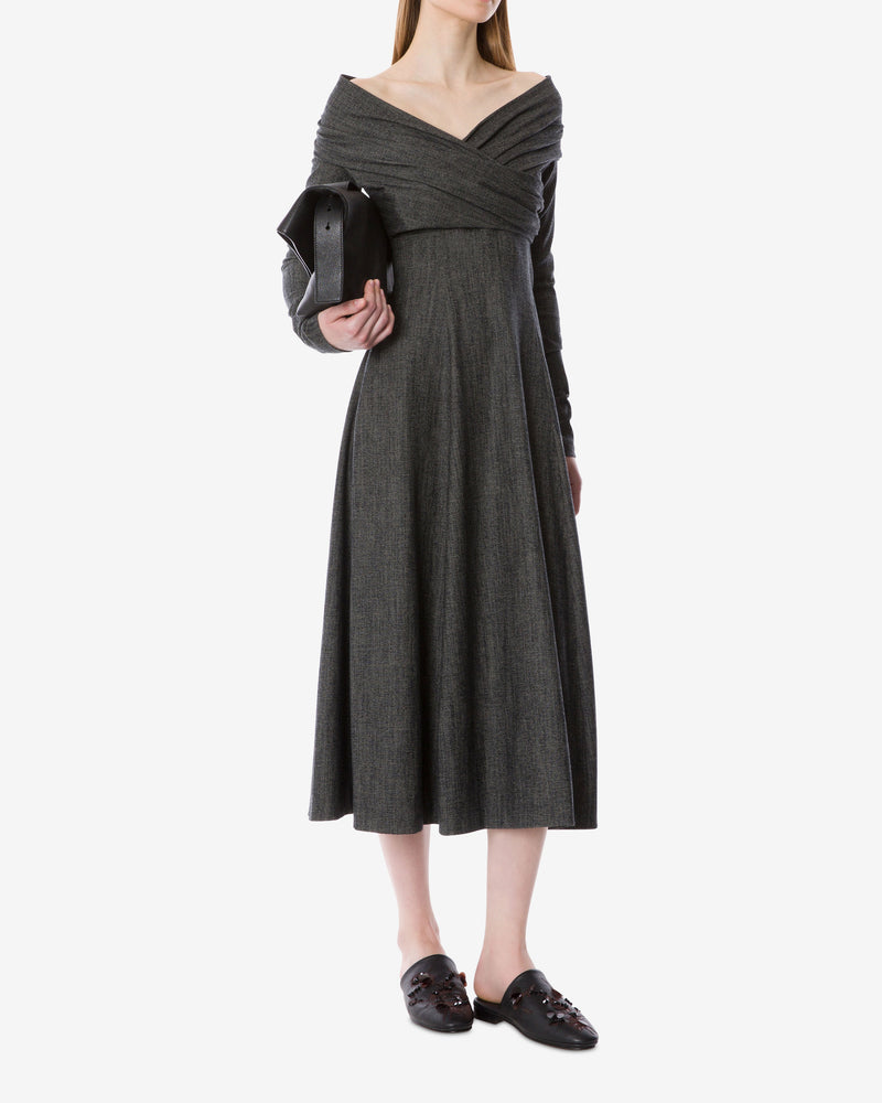 Stretch wool draped dress Grey Alberta Ferretti Boutique Online 1